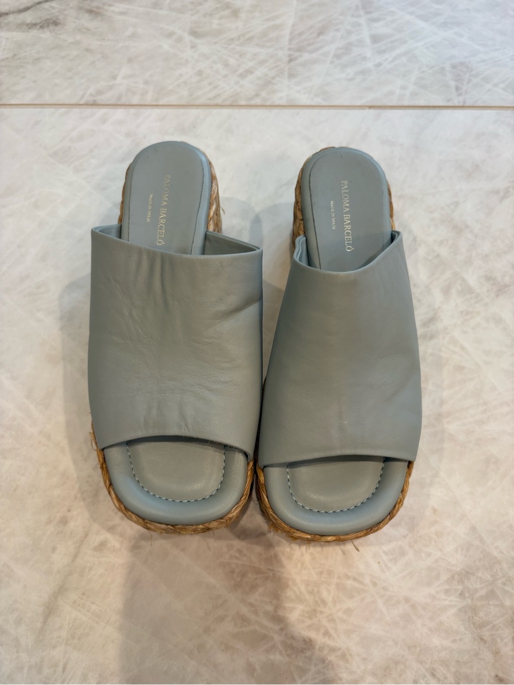Paloma Barcelo Leather Espardilles Wedge Sandals - Picture 3 of 9